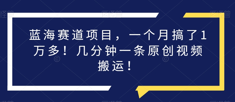 蓝海赛道项目，一个月搞了1万多！几分钟一条原创视频搬运！-观智斋电商课程站