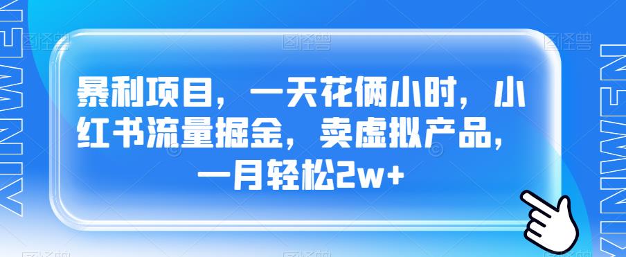 暴利项目，一天花俩小时，小红书流量掘金，卖虚拟产品，一月轻松2w+-观智斋电商课程站