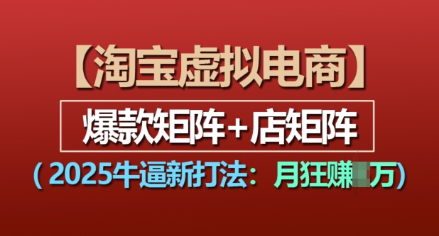 淘宝虚拟电商，2025牛逼新打法：爆款矩阵+店矩阵，月入过万-观智斋电商课程站