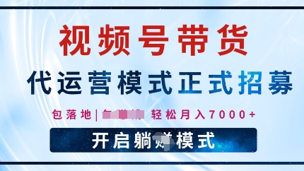 视频号代运营，全程托管计划招募，躺赚模式，单月轻松变现7k-观智斋电商课程站