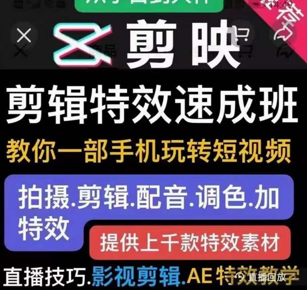 特效罗剪辑特效速成班：一部手机玩转短视频提供上千款特效素材【无水印】-观智斋电商课程站