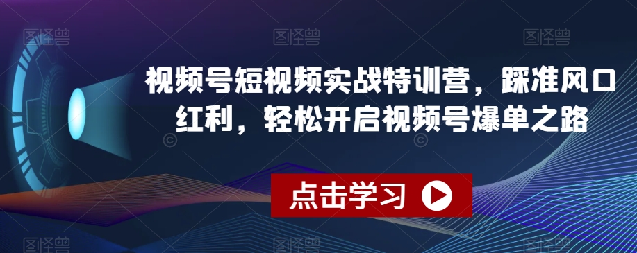 视频号短视频实战特训营，踩准风口红利，轻松开启视频号爆单之路-观智斋电商课程站