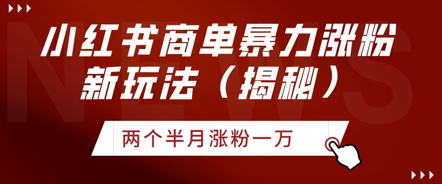 小红书商单暴力涨粉新玩法两个半月涨粉一万（揭秘）-观智斋电商课程站