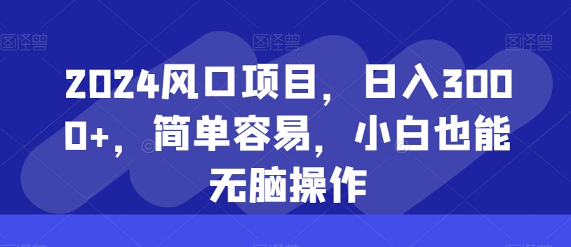 2024风口项目，日入3000+，简单容易，小白也能无脑操作-观智斋电商课程站