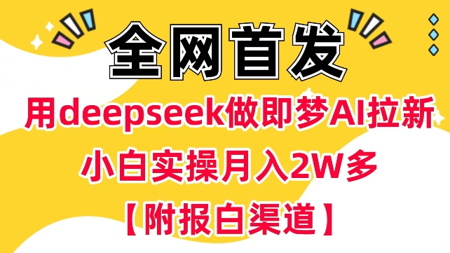用deepseek做即梦Ai拉新 小白实操月入过W+【附报白渠道】-观智斋电商课程站