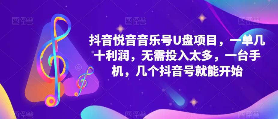 抖音音乐号U盘项目，一单几十利润，无需投入太多，一台手机，几个抖音号就能开始-观智斋电商课程站
