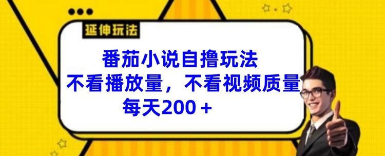 番茄小说自撸玩法，不看播放量，不看视频质量，每天200+【揭秘】-观智斋电商课程站