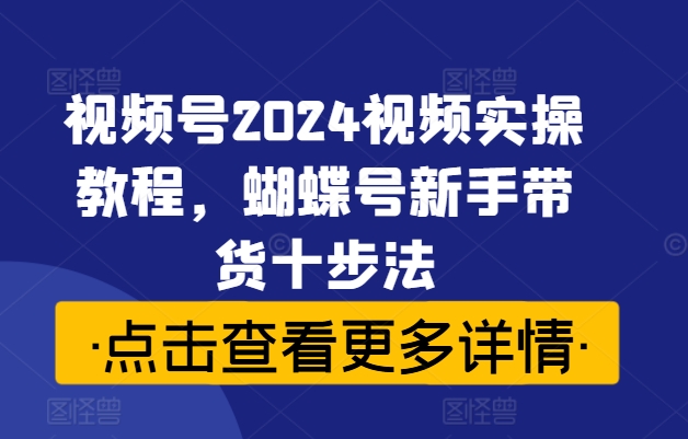 视频号2024视频实操教程，视频号新手带货十步法-观智斋电商课程站