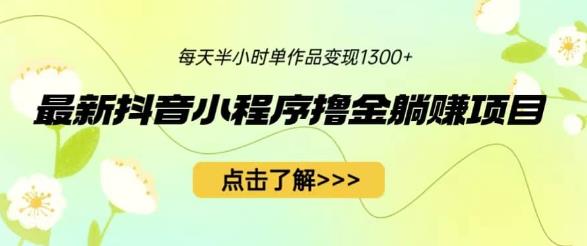 最新抖音小程序撸金躺赚项目，一部手机每天半小时，单个作品变现1300+【揭秘】-观智斋电商课程站