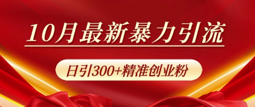 10月最新暴力引流，私域完美闭环，日引300+精准创业粉【揭秘】-观智斋电商课程站