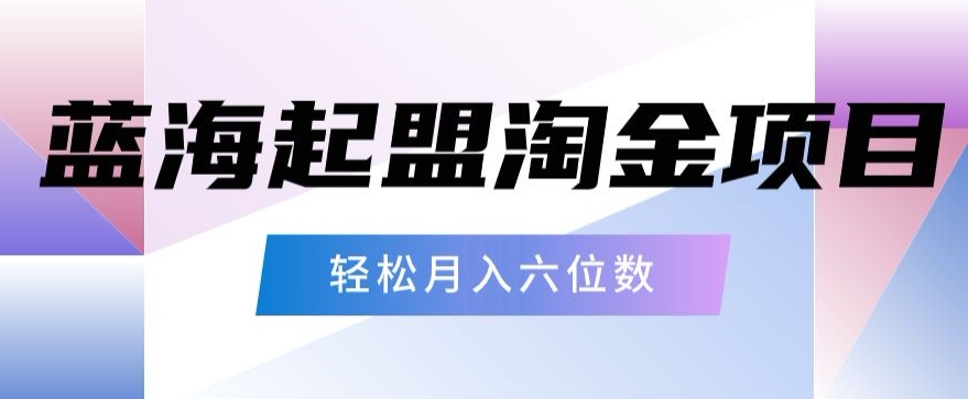 起盟淘金项目，月入六位数，新手小白轻松上手-观智斋电商课程站