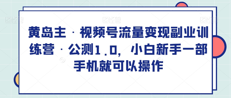 黄岛主·视频号流量变现副业训练营·公测1.0，小白新手一部手机就可以操作-观智斋电商课程站