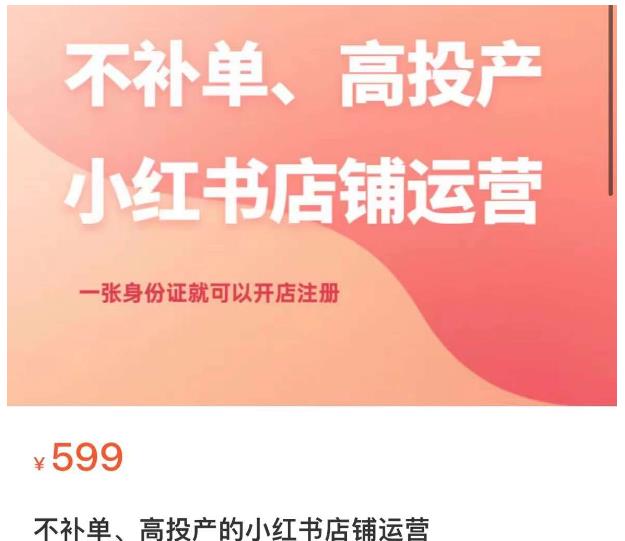 不补单、高投产的小红书店铺运营，一张身份证就可以开店注册-观智斋电商课程站