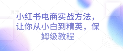 小红书电商实战方法，让你从小白到精英，保姆级教程-观智斋电商课程站