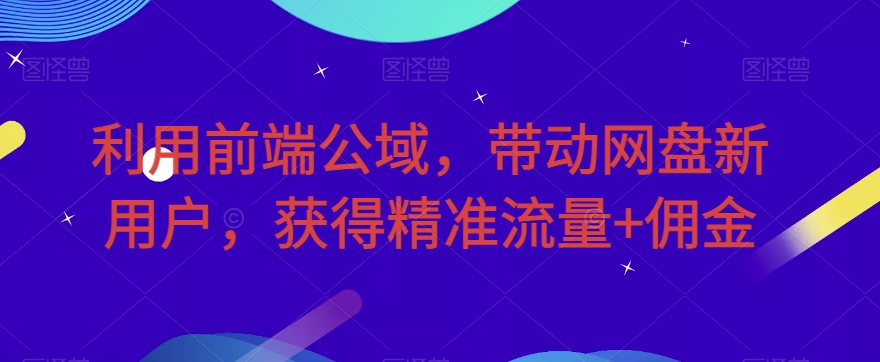 利用前端公域，带动网盘新用户，获得精准流量+佣金（揭秘）-观智斋电商课程站