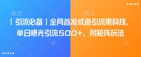 【引流必备】全网首发咸鱼引流黑科技，单日曝光引流500+，附矩阵玩法【揭秘】-观智斋电商课程站