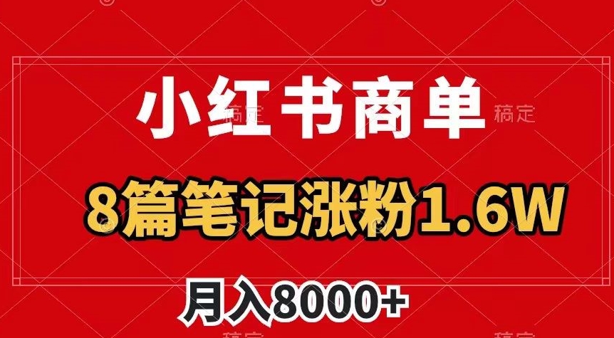 小红书商单最新玩法，8篇笔记涨粉1.6w，作品制作简单，月入8000+【揭秘】-观智斋电商课程站