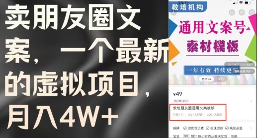 卖朋友圈文案，每月收入过W(含教程和素材)-观智斋电商课程站