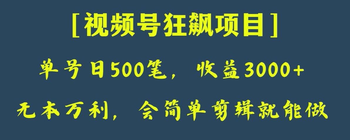 日收款500笔，纯利润3000+，视频号狂飙项目，会简单剪辑就能做【揭秘】-观智斋电商课程站