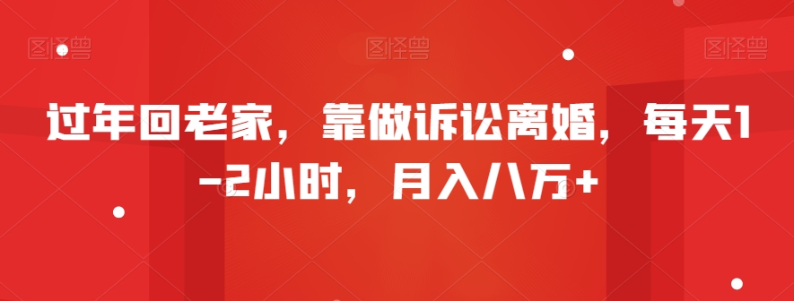 过年回老家，靠做诉讼离婚，每天1-2小时，月入八万+-观智斋电商课程站