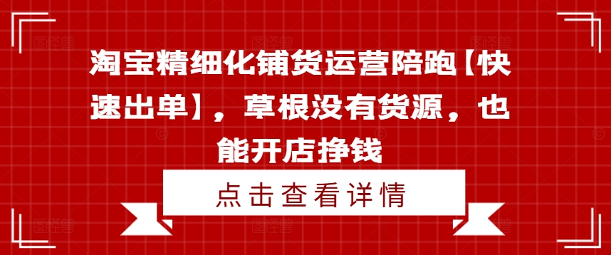 淘宝精细化铺货运营陪跑【快速出单】，草根没有货源，也能开店挣钱-观智斋电商课程站