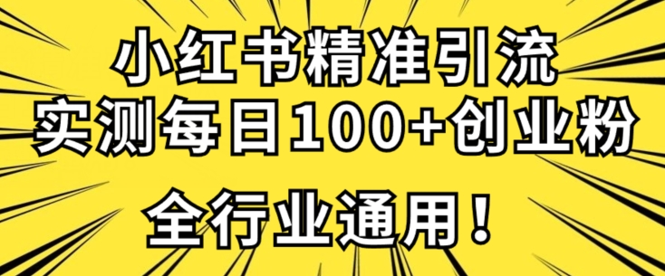小红书精准引流创业粉技术，实测一天引流100+精准粉，全行业可用-观智斋电商课程站