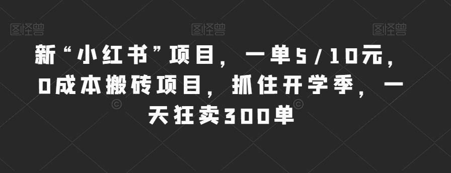 新“小红书”项目，一单5/10元，0成本搬砖项目，抓住开学季，一天狂卖300单【揭秘】-观智斋电商课程站