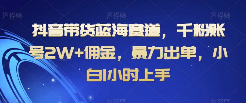 抖音带货蓝海赛道，千粉账号2W+佣金，暴力出单，小白1小时上手【揭秘】-观智斋电商课程站