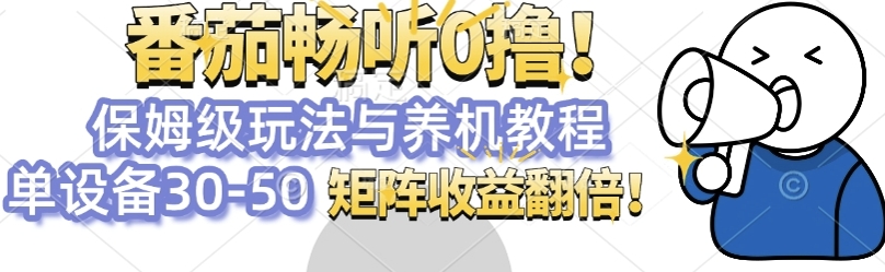 番茄畅听0撸，保姆级玩法与养机教程单设备30-50，矩阵收益翻倍-观智斋电商课程站