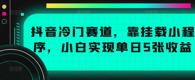 抖音冷门赛道，靠挂载小程序，小白实现单日5张收益-观智斋电商课程站