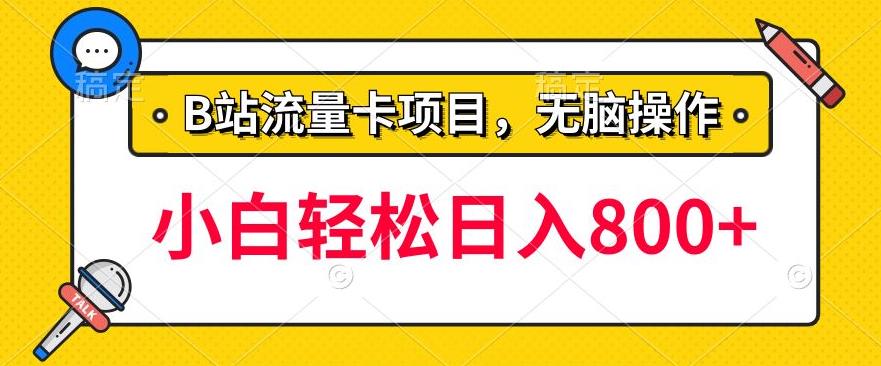 b站无脑操作流量卡，一单利润100-200+，轻松日入800+，可批量-观智斋电商课程站