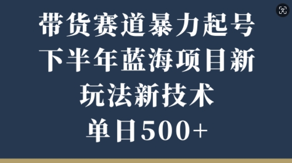 带货赛道暴力起号，下半年蓝海项目，新玩法新技术，单日500+-观智斋电商课程站