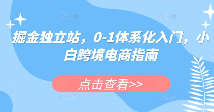 掘金独立站，0-1体系化入门，小白跨境电商指南-观智斋电商课程站