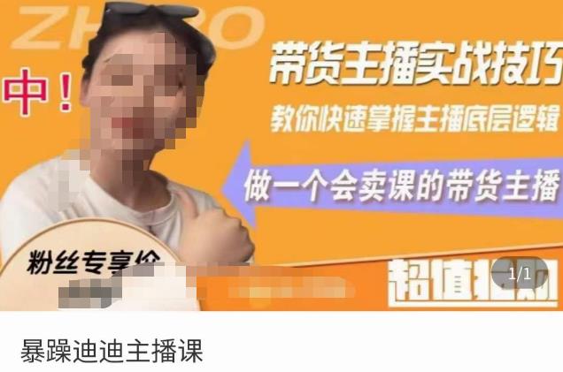 暴躁迪迪2023年主播课，带货主播实战技巧，教你快速掌握主播底层逻辑，做一个会卖课的带货主播-观智斋电商课程站