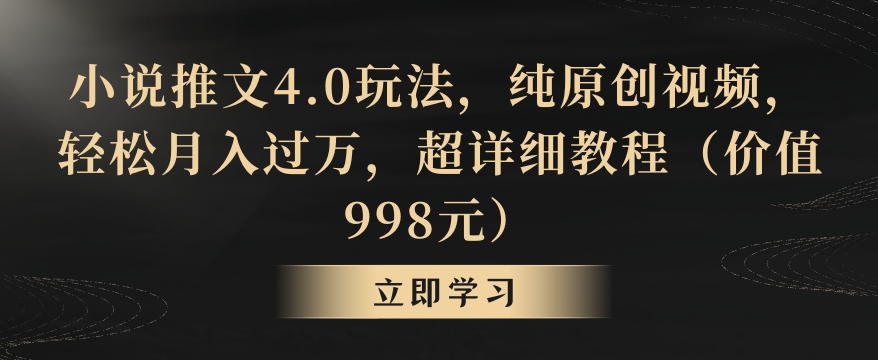 小说推文4.0玩法，纯原创视频，轻松月入过万，超详细教程（价值998元）【揭秘】-观智斋电商课程站