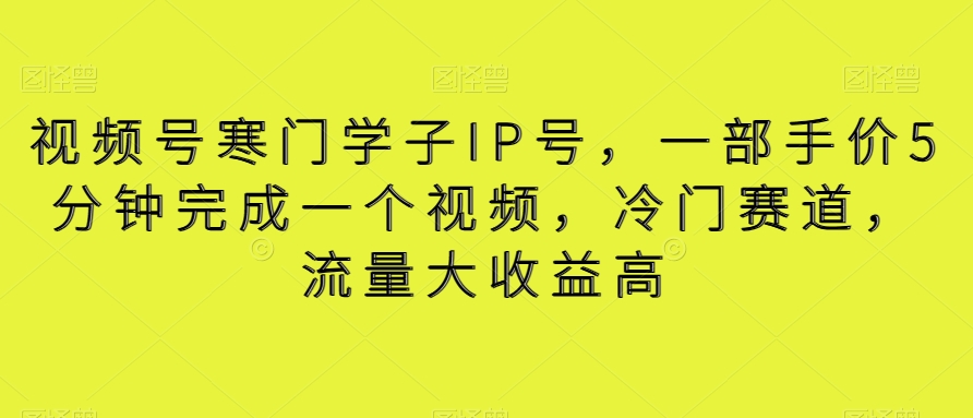 视频号寒门学子IP号，一部手价5分钟完成一个视频，冷门赛道，流量大收益高【揭秘】-观智斋电商课程站