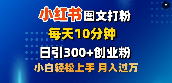 2月小红书图文打粉，每天10分钟，日引300+创业粉，小白轻松月入过W-观智斋电商课程站