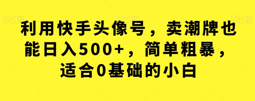 利用快手头像号，卖潮牌也能日入500+，简单粗暴，适合0基础的小白【揭秘】-观智斋电商课程站