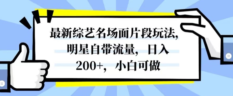 最新综艺名场面片段玩法，明星自带流量，日入200+，小白可做【揭秘】-观智斋电商课程站