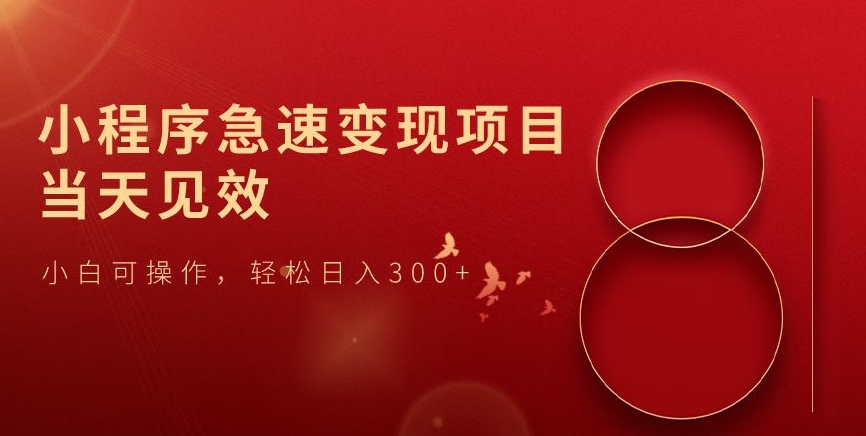 小程序急速变现项目，当天见效，小白可操作，轻松日入300+-观智斋电商课程站
