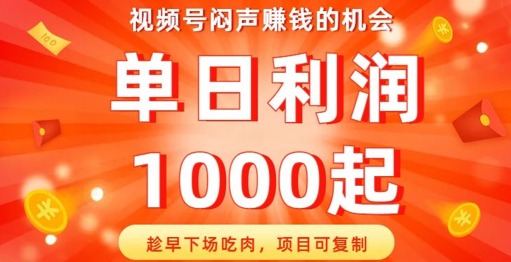 视频号闷声赚钱的机会，趁早下场吃肉，项目可复制，单日利润1000起【揭秘】-观智斋电商课程站