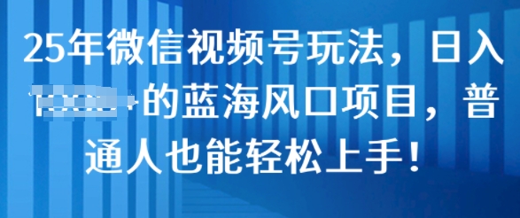 25年微信视频号玩法，日入几张的蓝海风口项目，普通人也能轻松上手!-观智斋电商课程站