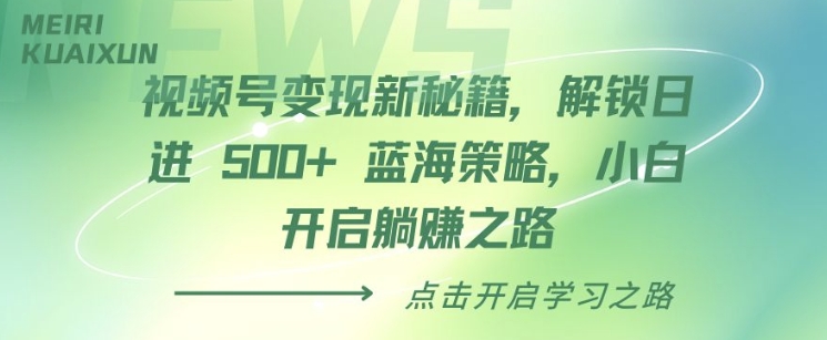 视频号变现新秘籍，解锁日进 5张 蓝海策略，小白开启躺Z之路-观智斋电商课程站