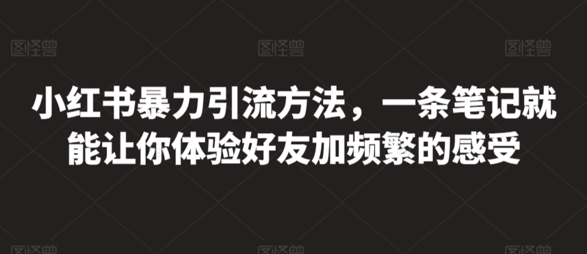 小红书暴力引流方法，一条笔记就能让你体验好友加频繁的感受-观智斋电商课程站