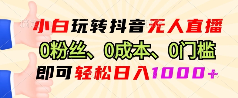 DY小程序无人直播，0粉也可做，不违规不限流，小白一看就会-观智斋电商课程站