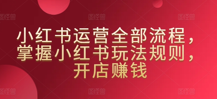 小红书运营全部流程，掌握小红书玩法规则，开店赚钱-观智斋电商课程站