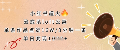 小红书超火的治愈系loft公寓，单条作品点赞16W，3分钟一条，单日变现数张-观智斋电商课程站