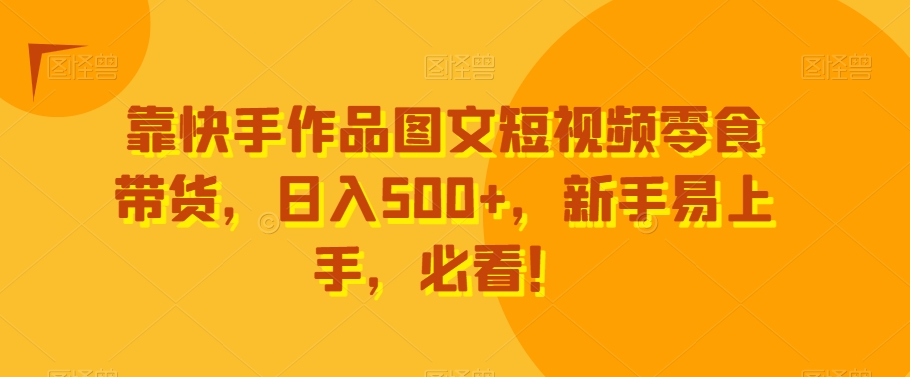 靠快手作品图文短视频零食带货，日入500+，新手易上手，必看！-观智斋电商课程站