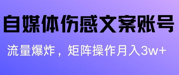 自媒体伤感文案账号，制作简单，流量爆炸账号很容易复制，矩阵月入1W+-观智斋电商课程站