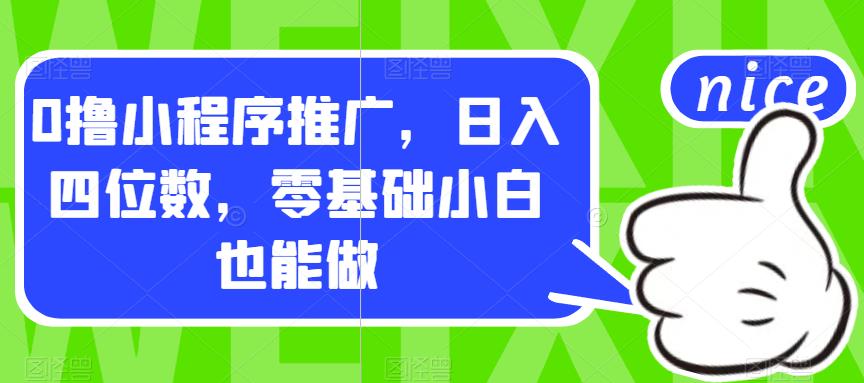 0撸小程序推广，日入四位数，零基础小白也能做【揭秘】-观智斋电商课程站